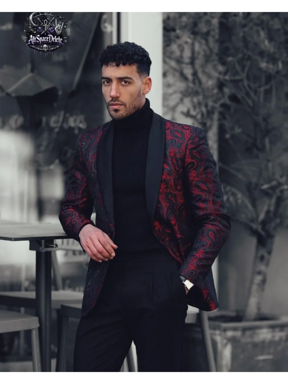 Mens Floral Tuxedo Jacket Paisley Shawl Lapel Blazer Prom Wedding